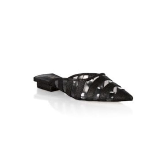 CULT GAIA Womens Black Woven Femi Pointed Toe Block Heel Slip On Mules 36.5